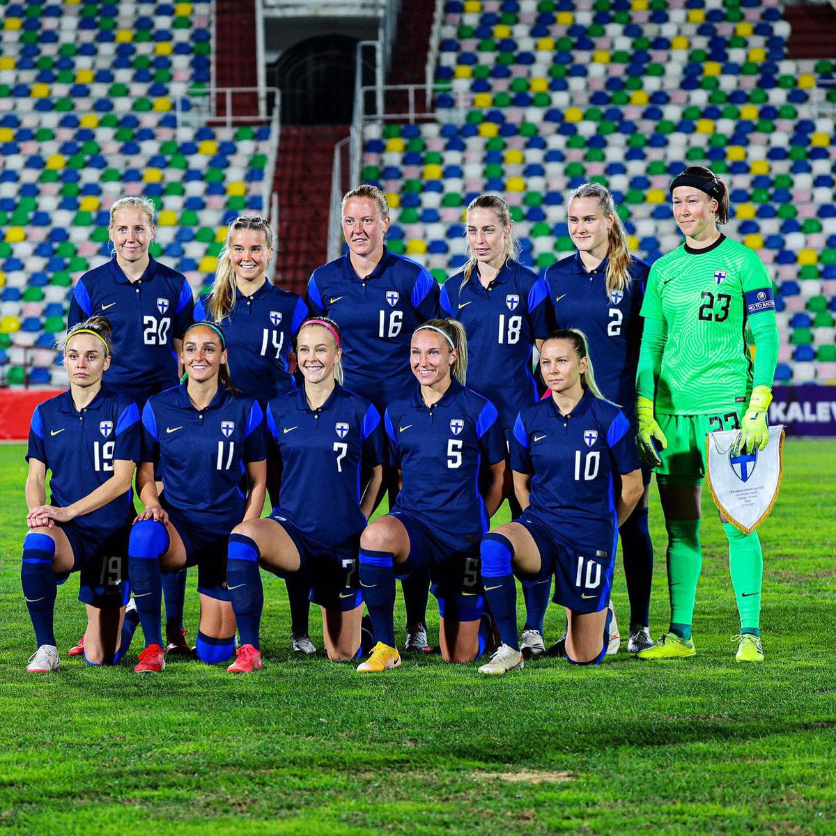 NoraHeroum's tweet photo. Important 3 points yesterday💪🏽

Happy to play my 80th cap with @HelmaritFI 🥰 Always an honour to represent our beautiful country🇫🇮💙 

#GEOFIN #WCQ #Helmarit https://t.co/VIpTJRCxyS
