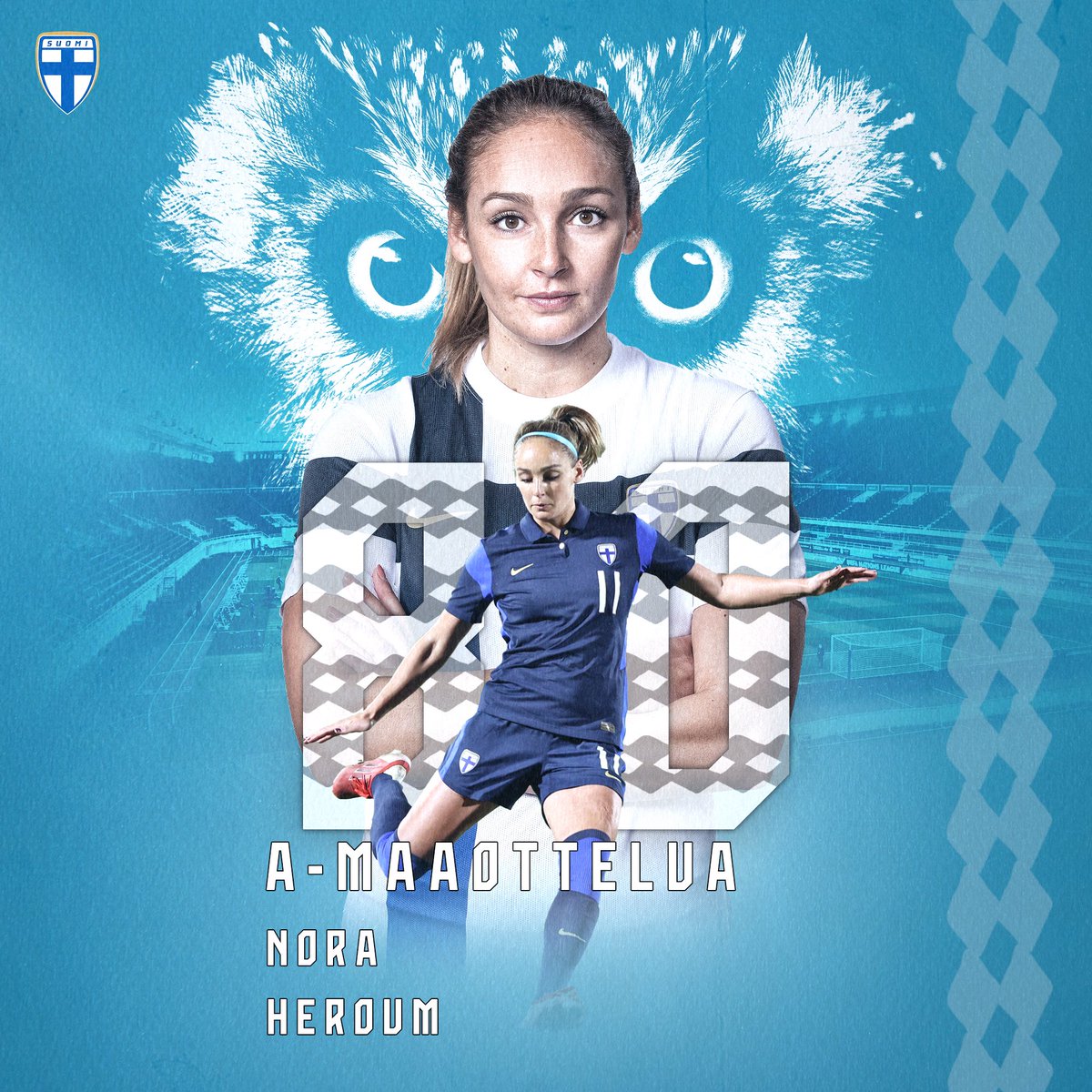 NoraHeroum's tweet photo. Important 3 points yesterday💪🏽

Happy to play my 80th cap with @HelmaritFI 🥰 Always an honour to represent our beautiful country🇫🇮💙 

#GEOFIN #WCQ #Helmarit https://t.co/VIpTJRCxyS