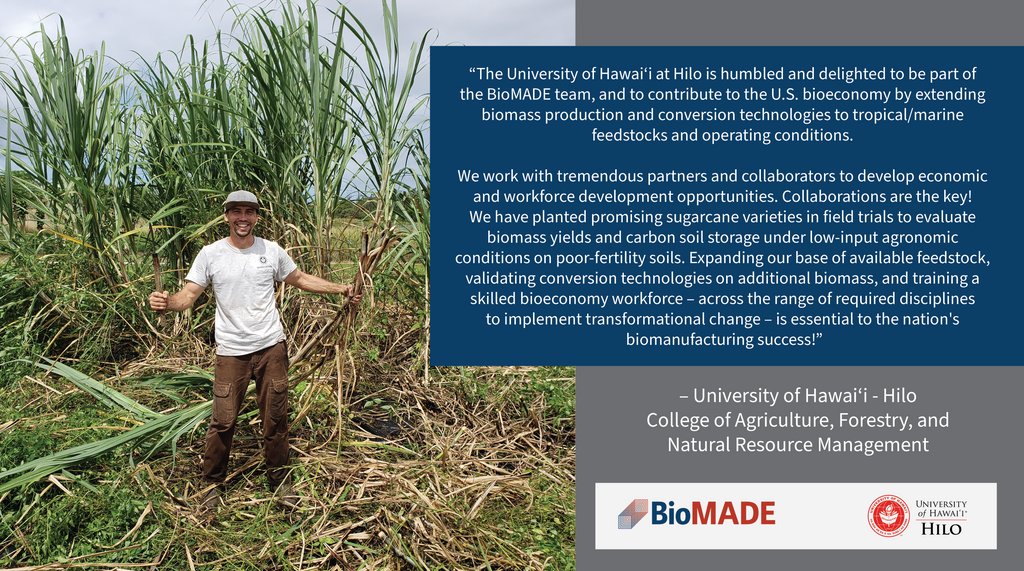 "Training a skilled bioeconomy workforce – across the range of required disciplines 
to implement transformational change – is essential to the nation's biomanufacturing success!" -- <a href="/UHHilo/">University of Hawaii at Hilo</a> #mfg