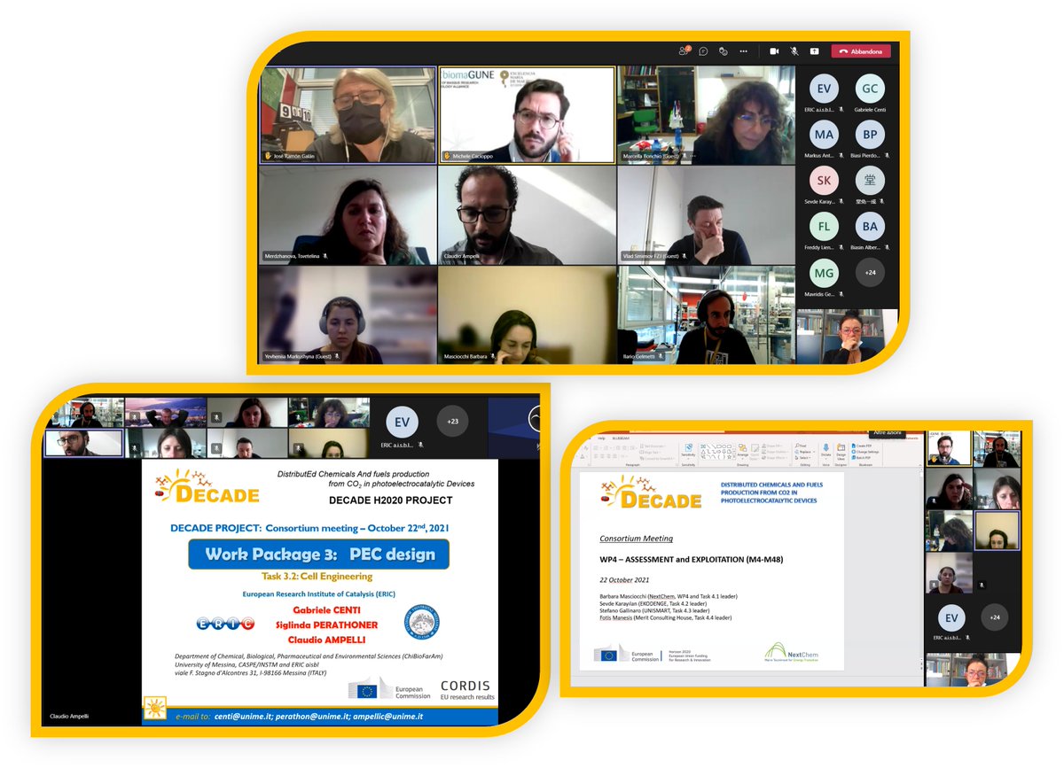 DECADEproject's tweet image. Discussion across the WPs is taking place, first results and further assessments are now detailed!

@ERICAisbl  #Instm @ICIQchem @MpiciPotsdam 
@CICbiomaGUNE #Julich @NextChem_MT 
@hysytech @ekodengeas #unismart #MotorOil 
@MeritCHouse @UTokyo_News_en @Filasurfacecare
 #Casale