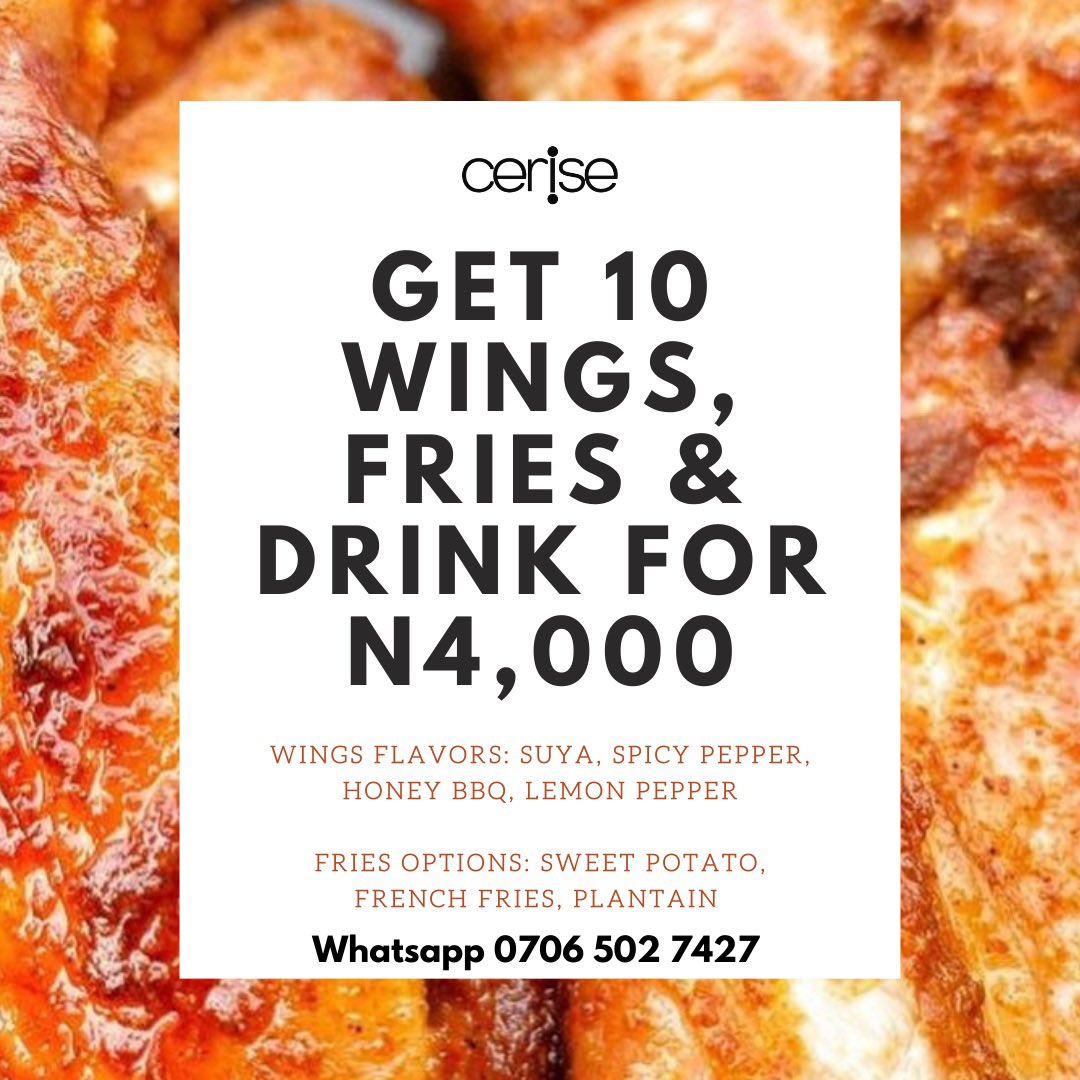 ceriselagos's tweet photo. Please send a DM to order. Delivery is at an extra charge! #ChickenWings #WingsInLagos #WingsAndFries https://t.co/JmA8uOcAcA