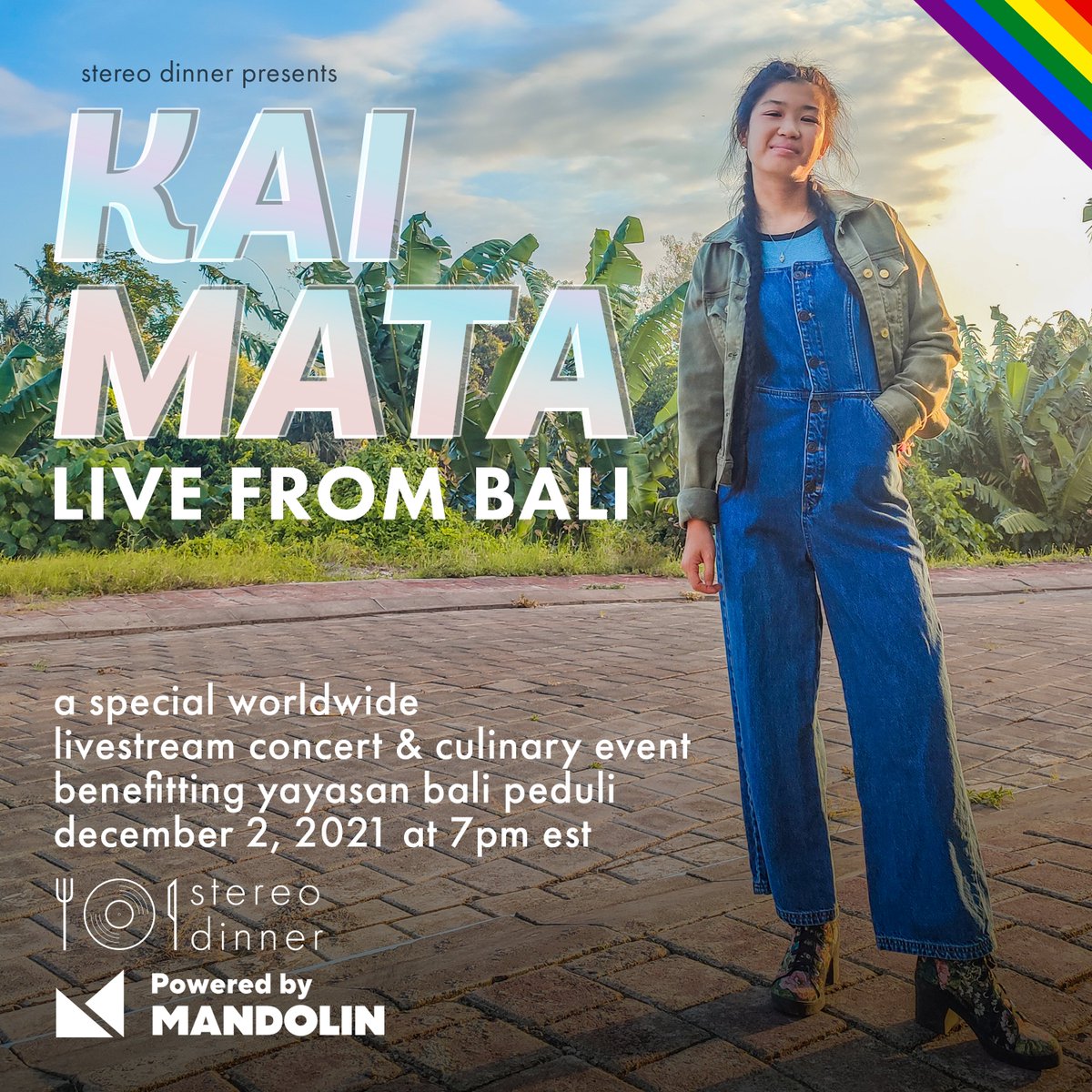 StereoDinner's tweet photo. JUST ANNOUNCED: Stereo Dinner at Home Livestream - KAI MATA LIVE FROM BALI - December 2, 2021 via @mandolinlive with culinary partners @bighammerwines #grindingcoffeeco #flowerpop - tix on sale now: https://t.co/O2SzgYtrdH

@kaimatamusic #stereodinner #stream #LGBTQ https://t.co/p4jNDKUmsZ
