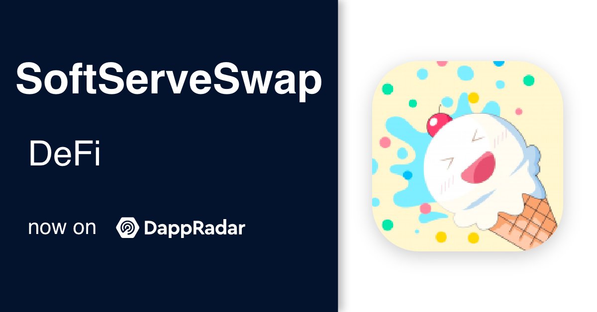 DappRadar's tweet photo. 📣#NewListing 📣

@softserve_swap is a new &amp; highly rewarding yield farming protocol on #BSC, @Avalancheavax, @0xPolygon, #Fantom, #KCSnetwork. It’s also listed in yours truly’s rankings 

Track it here: https://t.co/P4KC7LJn4c https://t.co/OK1FN3a7PF