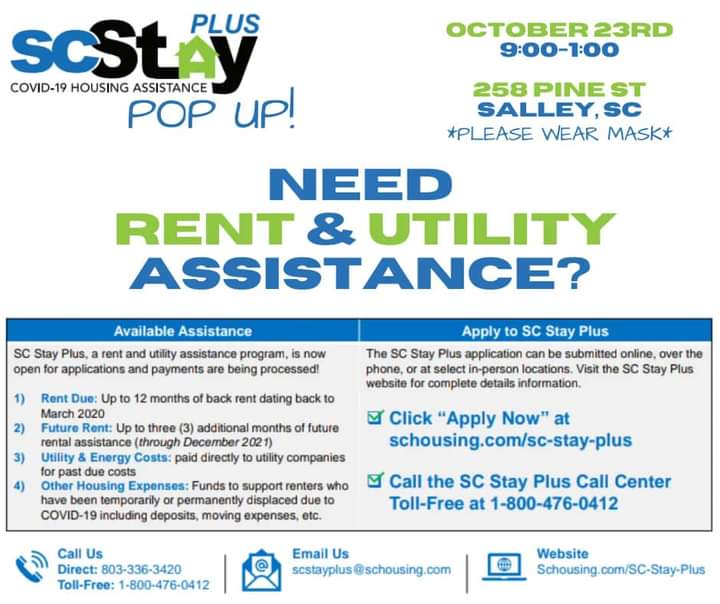 H_Sanders2019's tweet image. 🚨Upcoming #SCStayPlus Pop Ups🚨

👉🏽 10/23/21 #SalleySC
👉🏽 10/24/21 #DenmarkSC
👉🏽 11/13/21 #SpringfieldSC 

#HelpIsHere #RentAndUtilityAssistance