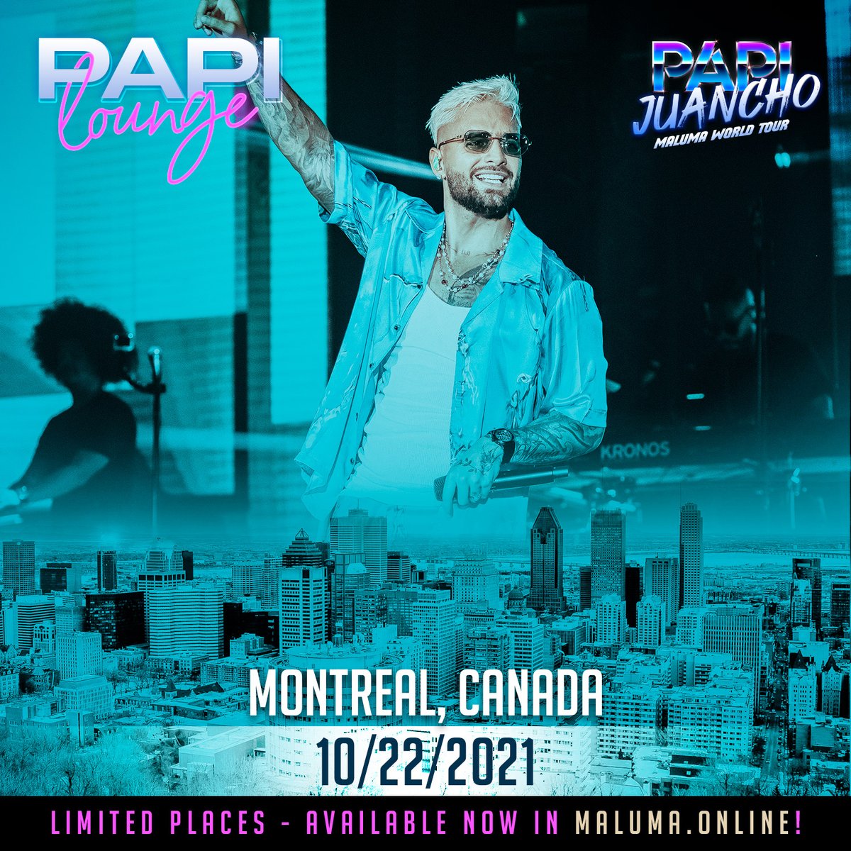 maluma's tweet photo. Se acaba el #PapiJuanchoUSATour! 🔥 Hoy en Montreal 🇨🇦, domingo en Chicago 🇺🇲 Si no has vivido esta experiencia, ¿Qué estás esperando? Ingresa a https://t.co/wQItwKlpQU para adquirir tu #PapiLounge! 💥✨ https://t.co/VX73TeYs8A