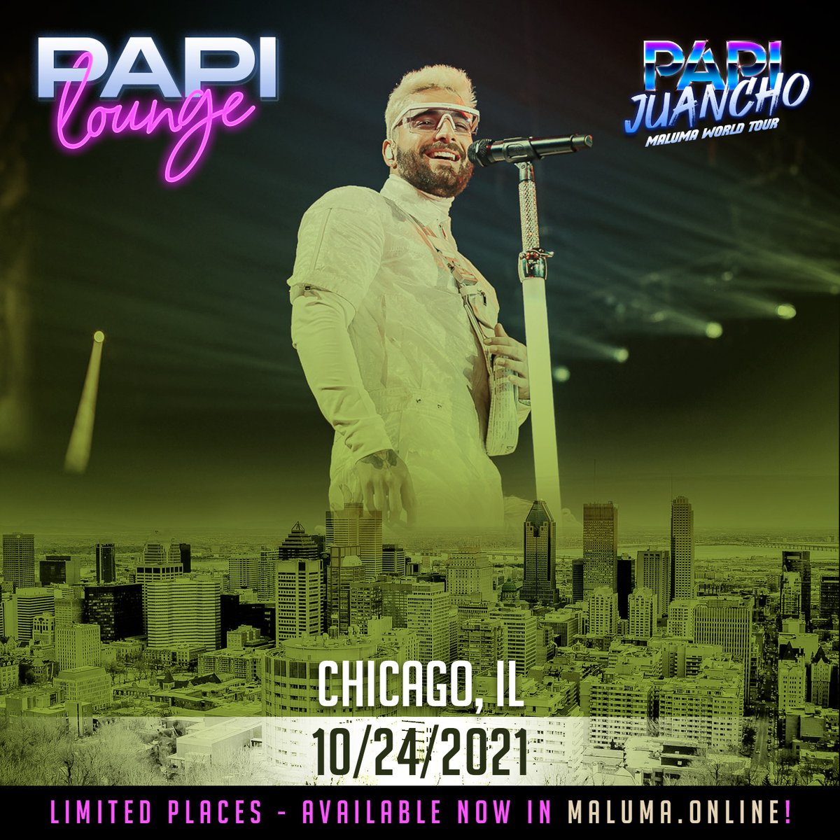 maluma's tweet photo. Se acaba el #PapiJuanchoUSATour! 🔥 Hoy en Montreal 🇨🇦, domingo en Chicago 🇺🇲 Si no has vivido esta experiencia, ¿Qué estás esperando? Ingresa a https://t.co/wQItwKlpQU para adquirir tu #PapiLounge! 💥✨ https://t.co/VX73TeYs8A