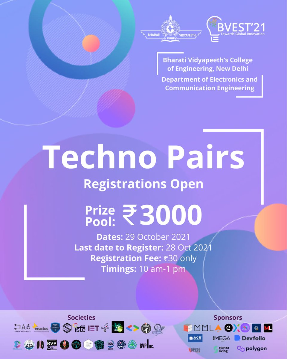 eduminerva's tweet photo. Nothing fun in lockdown?😰
Don't worry!!!!!🤩
EduMinerva, OSA, DSC and TechShuttle in collaboration are organising an event "TechnoPairs"😇

Here you can showcase your coding skills, general awareness, aptitude all at once

Registration link : 
https://t.co/zeJcSn5BF2 https://t.co/b8EYNqNH0T