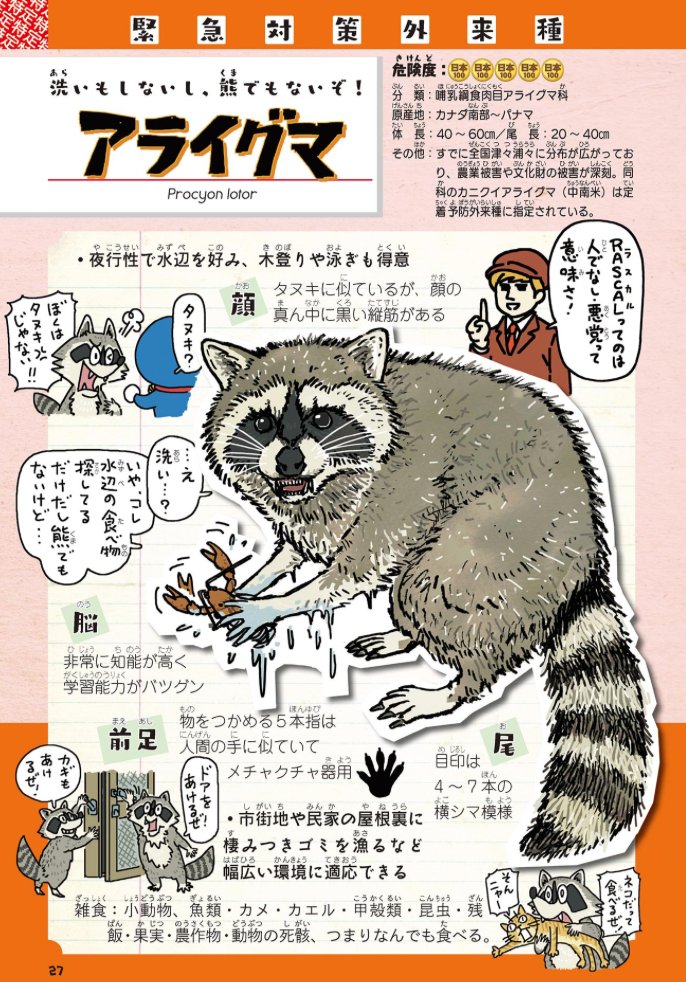 数年前、赤坂駅前で大捕物を繰り広げたアライグマは、氷山のほんの一角なのである。
https://t.co/KS8lvQiP67
#外来いきもの図鑑 https://t.co/kzMmBJZy7e 