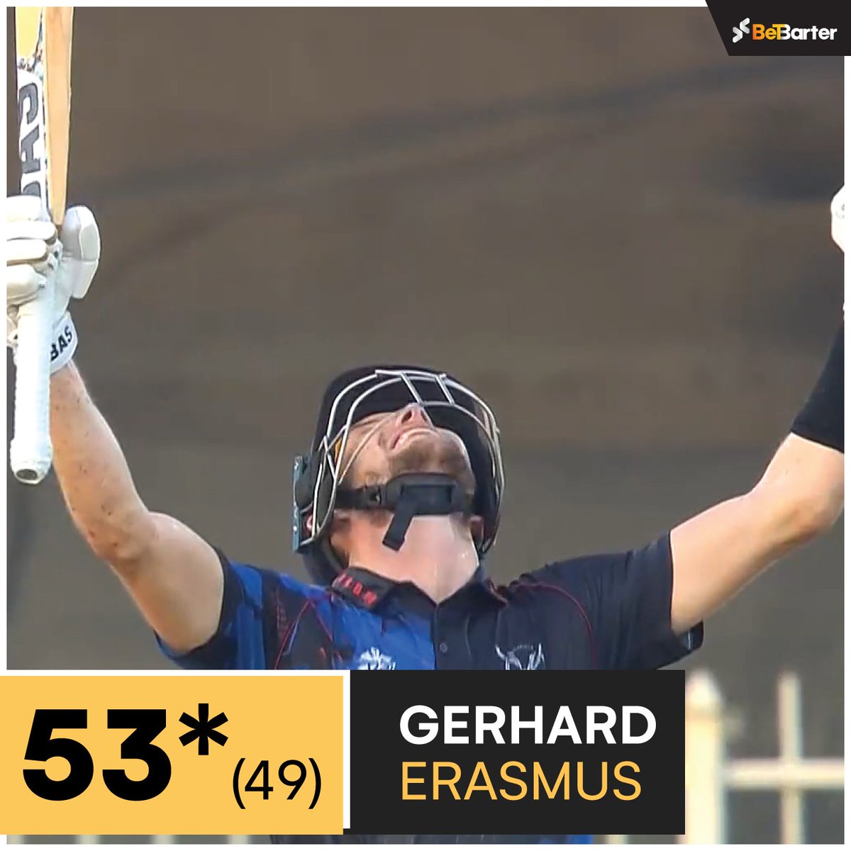 BetBarteronline's tweet photo. Namibia's Gerhard Erasmus smashed an unbeaten 53 in the vital win against Ireland.
#Cricket #Ireland #Namibia #T2O #NAMvsIRE #BetBarter https://t.co/T9fHQ6bW7h