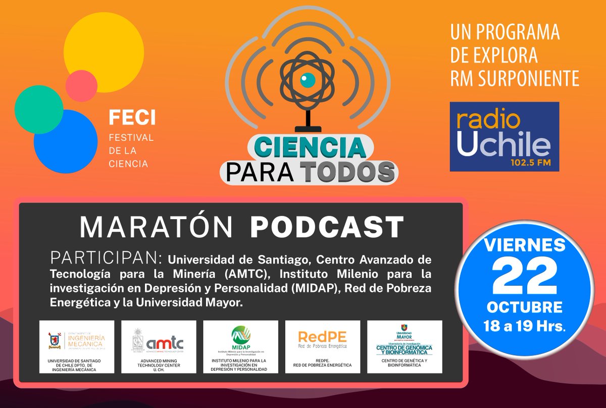 ¿Sabías que el cobre en nanopartículas puede matar microbios dañinos? ¿Y por qué tienen que ser nanopartículas? Conoce más hoy a las 18:00 en la maratón de podcasts del #FECI2021, a través de <a href="/uchileradio/">Radio Universidad de Chile</a> y el Spotify de <a href="/parexplorarmsp/">Explora Sur Poniente</a>. ¡Celebremos la curiosidad! #CentrosANID