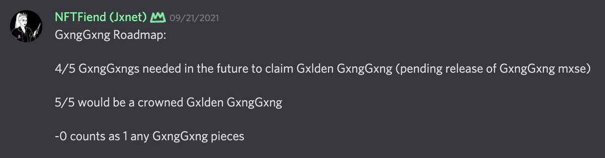 evantan's tweet photo. @ChapMoney31 @Ghxsts @GxngYxngNFT Here's a few roadmap cheat sheets, taken from the #fxq channel in the Ghxst Discxrd. https://t.co/NDm8BokVxu