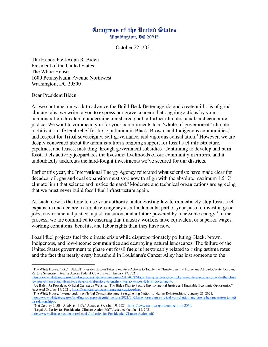 RepCori's tweet photo. We are tired of waiting for climate action, @POTUS.

Your inaction is undermining our efforts to deliver good jobs, environmental justice, and a renewable energy future.

You have the power to stop fossil fuel expansion and halt dangerous pipelines now. Now is the time to use it. https://t.co/2RxQjlfFzh
