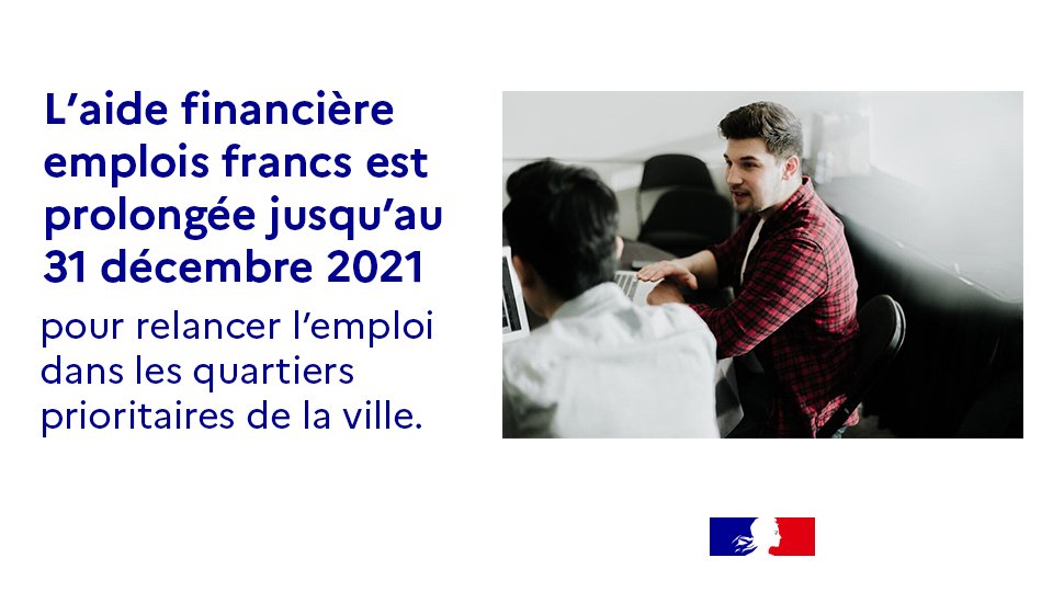 FTravail_BFC's tweet photo. Le dispositif Emplois francs est renforcé et prolongé jusqu'au 31 décembre 2021 !  💪 Favorisez l’insertion professionnelle de jeunes des quartiers prioritaires de la ville #AvecPôleEmploi. On vous dit tout ⤵️https://t.co/X9MATL5E98 https://t.co/LOgLlbWCYZ