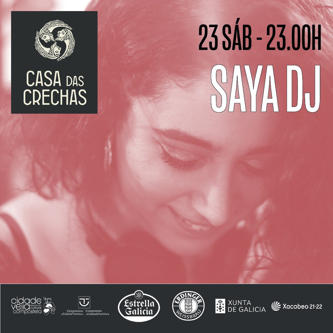 CasadasCrechas's tweet photo. 🍃O sábado 23 ás 🕚23:00 Desfrutaremos da actuación de Saya DJ na Casa das Crechas. Estamos impacientes!
Non volo perdades🥳
🎟️ENTRADAS EN https://t.co/TuI9XsuM8I
#oktoberfest #casadascrechas #xuntadegalicia #xacobeo2122 #destinoseguro #compromisodecalidadeturistica #SICTE https://t.co/NpFNnDkmZl