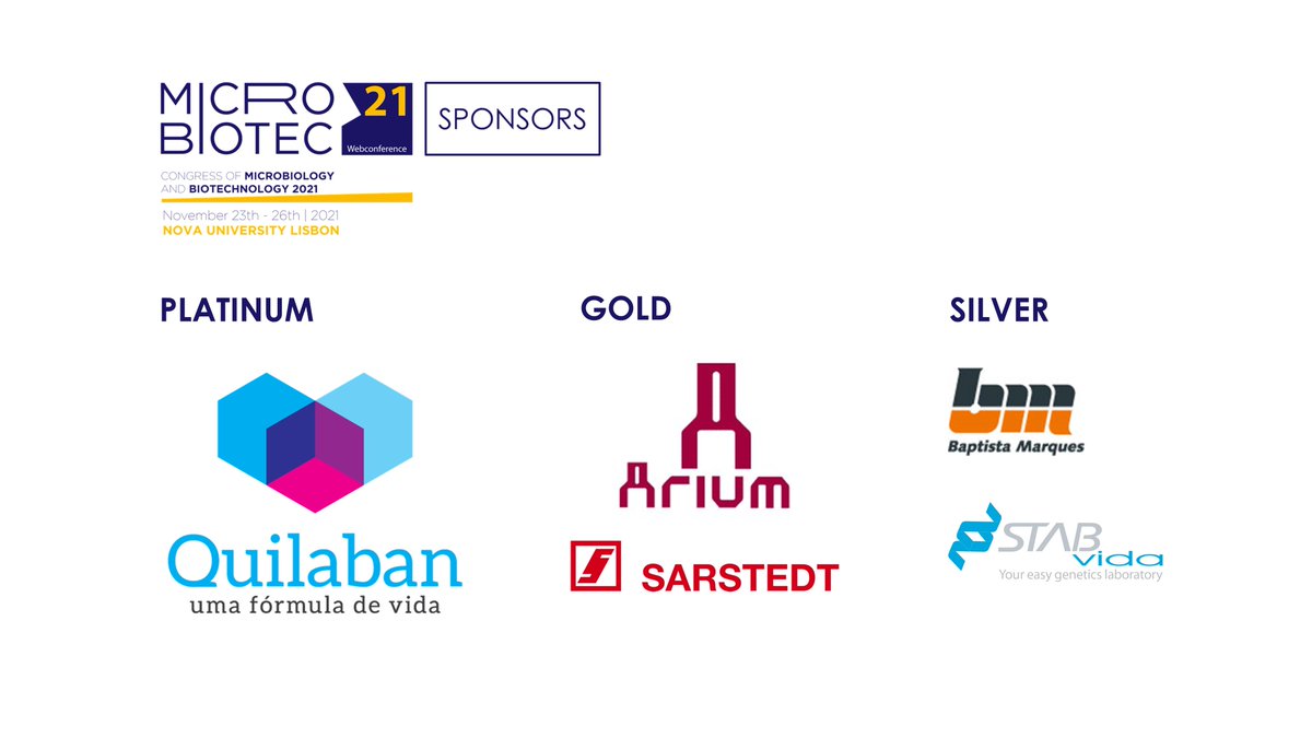 Biomeng_lab's tweet photo. The #MicroBiotec21 organization would like to thank the main sponsors of the event.
🗓 23-26 November
ℹ https://t.co/5QsygLPpaC
@NOVAunl @FCTNOVA @nova_medschool @itqbunl @IHMTNOVA https://t.co/wgZsmGuMNE