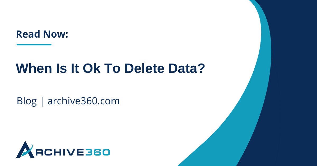 Archive360's tweet photo. BLOG: When is it ok to delete data?
https://t.co/TrhyyOu4W5
#archive360 #dataarchiving #archivemigrations #datamigrations #compliance #blog https://t.co/9WzVLMcpJZ