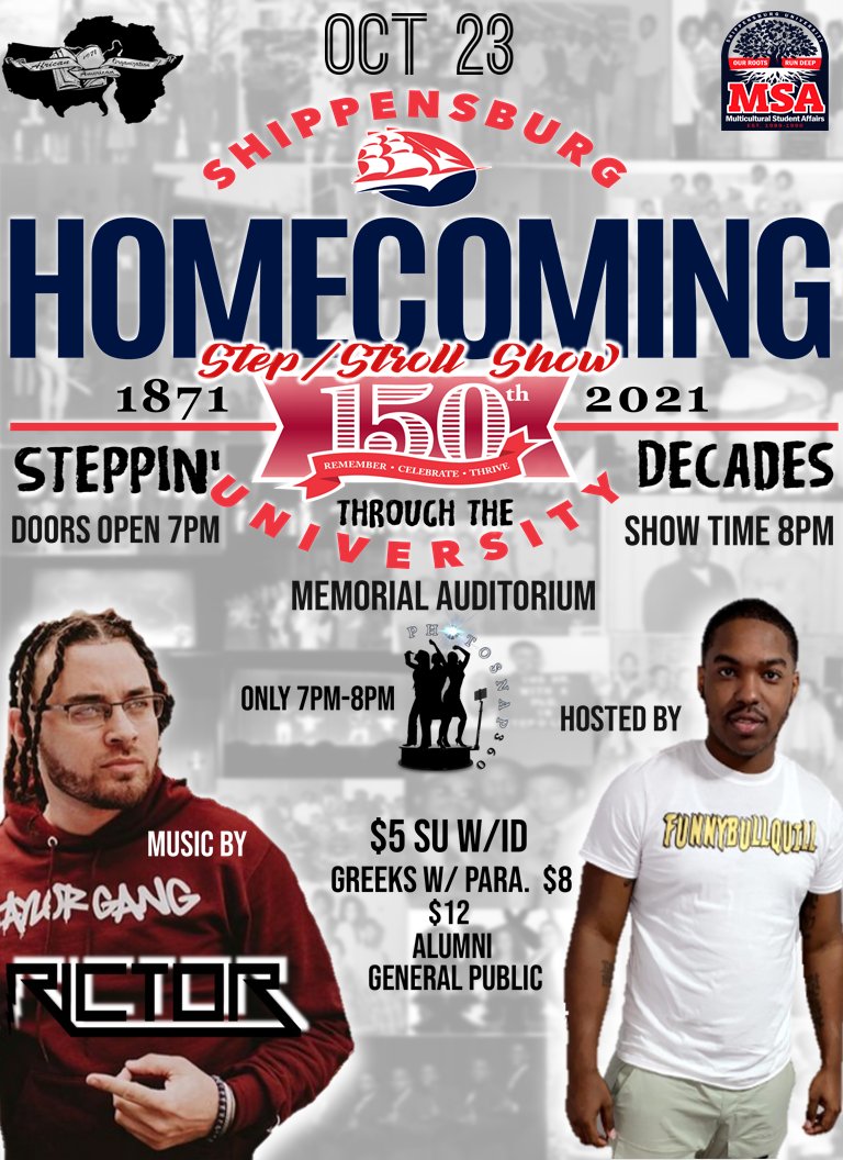 SHIP_ALUMNI's tweet photo. Looking for something to do Saturday night? Check out the #Ship150 #Homecoming Step/Stroll Show at 8pm in Memorial Auditorium. https://t.co/g7cvUPXhJb
