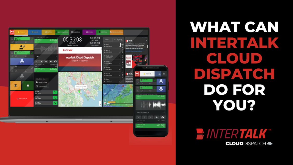 InterTalk's tweet image. What can InterTalk Cloud Dispatch do for you? Cloud Dispatch is a dispatch system for today – and tomorrow. See how InterTalk Cloud Dispatch can benefit your agency: intertalksystems.com/products/cloud…
#clouddispatch #dispatcher #cloud #technology #dispatchconsole #publicsafety #radio