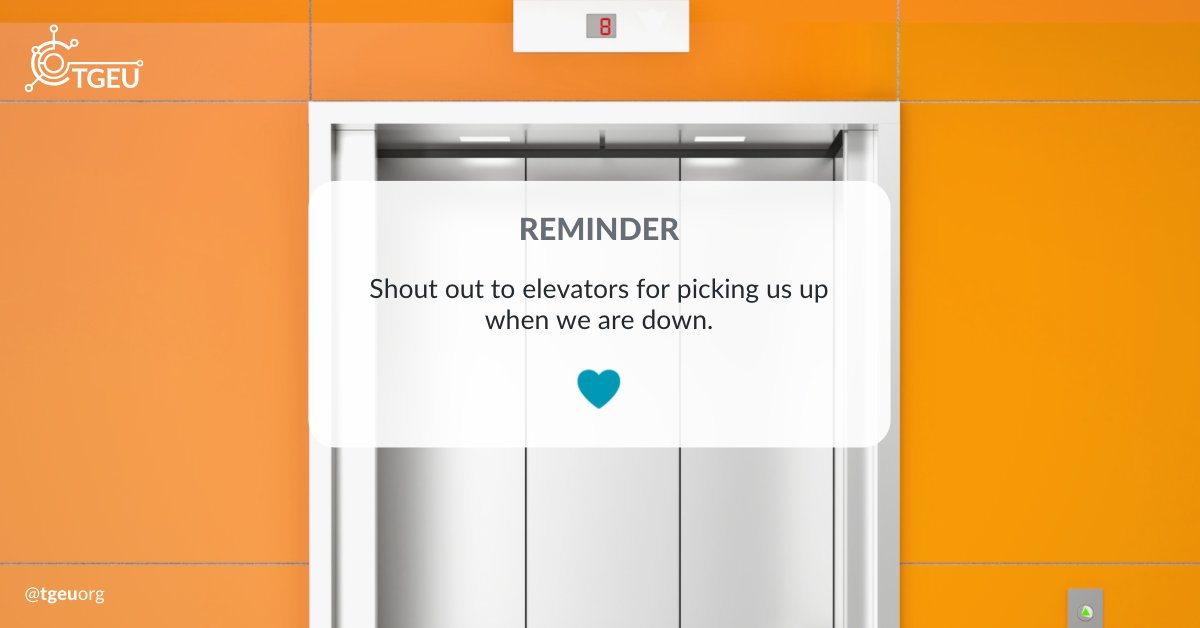 TGEUorg's tweet photo. Shout out to elevators for picking us up when we are down.
#TransResilience https://t.co/li4ZE1bfLA
