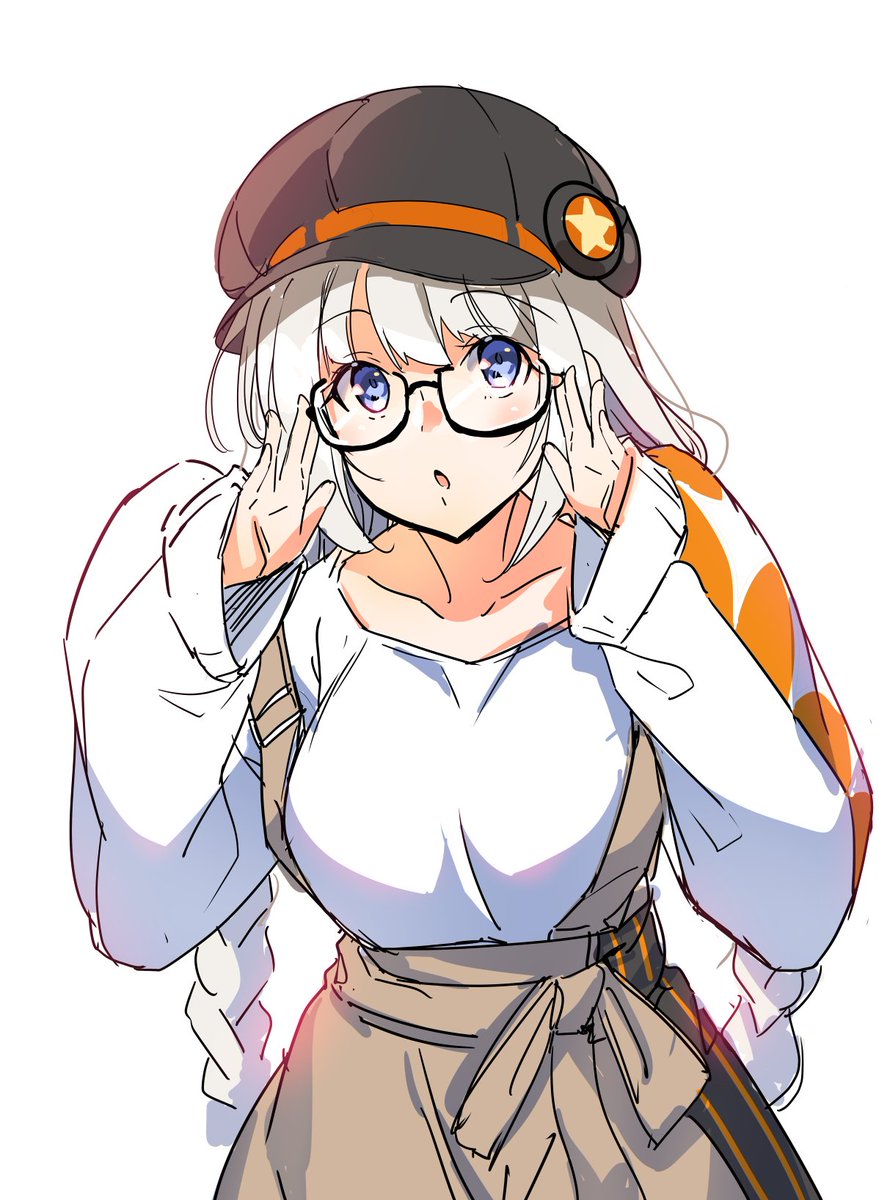 kizuna akari 1girl solo glasses hat long hair blue eyes braid  illustration images