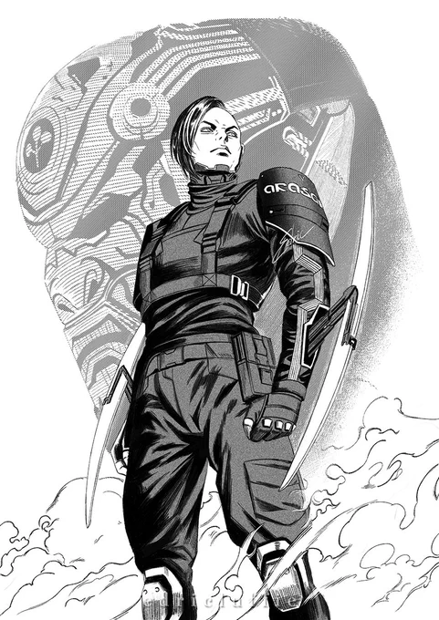 Sandayu Oda. 
I thought his design was the best in the whole #Cyberpunk2077 
May he come back even more formidable in future episode. 
#art #inktober 
follow me: 
😽 https://t.co/Dgmfux5JPC 😽 