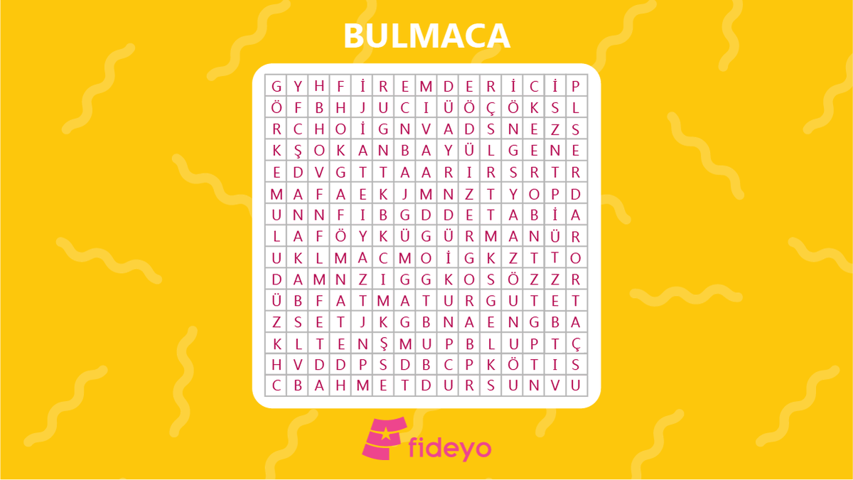 FideyoApp's tweet photo. Zorlayıcı bir bulmacayla daha karşındayız!🖐 Bakalım bu bulmacada hangi gizli ünlüleri bulacaksın?🔎 Cevaplar yorumlara👇😘
#fideyo #fideyola #fideyoapp #ünlü #bulmaca #Ünlüler https://t.co/MlIxPHwrah