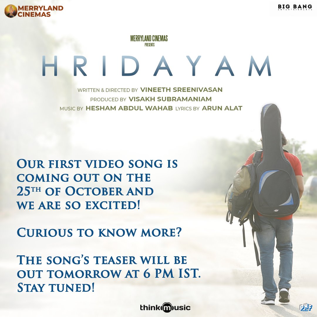 .<a href="/HridayamTheFilm/">Hridayam</a> song teaser will be out tomorrow at 6pm IST 😊

#Hridayam