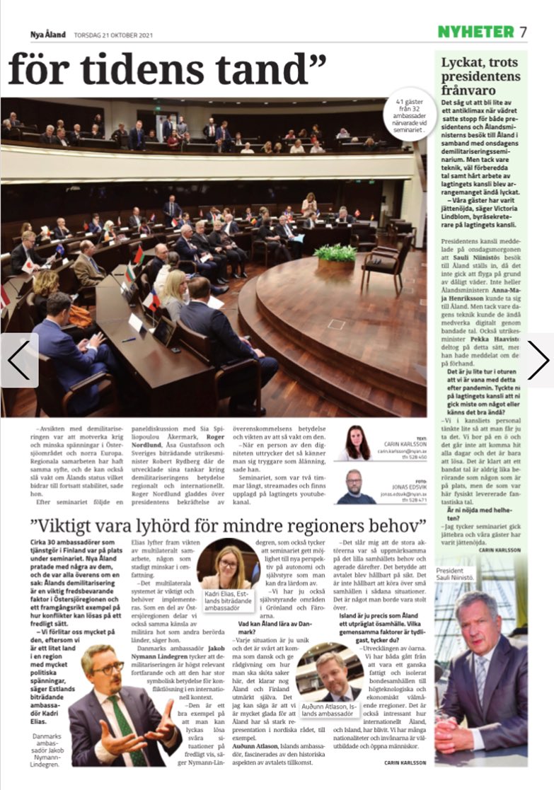 Passed “An October Day in Åland” at #Atheneum. Visited 🇦🇽 with 29 other ambassadors this week to celebrate #aaland100. Can confirm that the beauty is real! Also gave short comment to Nya Åland. Thank you ⁦<a href="/lagtinget/">Ålands lagting</a>⁩ for being excellent hosts👏