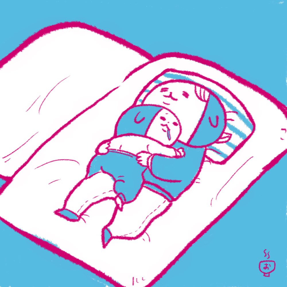 「最近の寝かしつけはトトロ寝(重い)
#育児イラスト #育児絵日記 」|はっけよいおうどんのイラスト