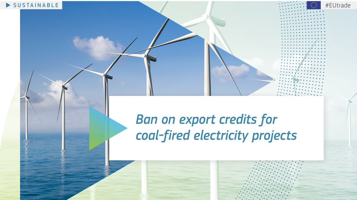 .<a href="/OECD/">OECD ➡️ Better Policies for Better Lives</a> Arrangement members followed EU’s call and adopted a ban on export credits for highly polluting coal-fired power plants.
The EU shapes policy that turns our climate ambition into action. <a href="/Trade_EU/">EU Trade 🇪🇺</a> steps up and delivers.