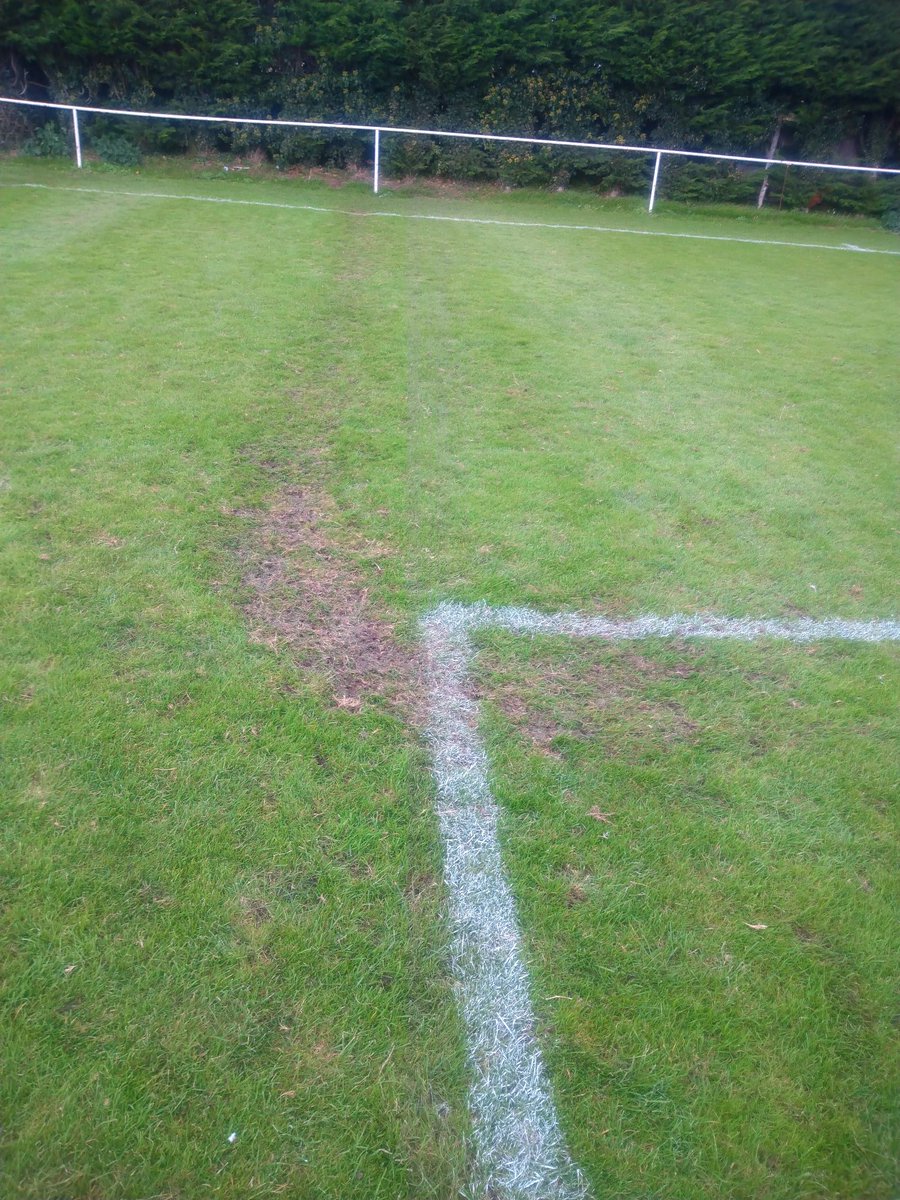 IWhitehart's tweet photo. And people wonder why groundsman are grumpy.. Why on earth does this drill need to be done on the pitch when there is ample space behind goals or down the side lines 🤬🤬🤬🤬🤬🤬🤬 https://t.co/zPxexoQVct