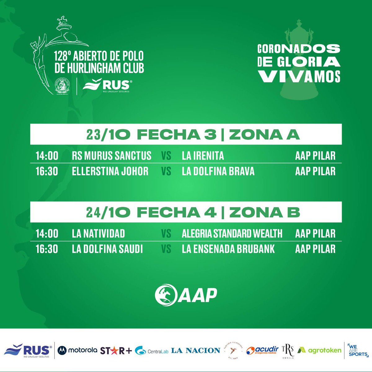 128th Hurlingham Open <a href="/ruseguros/">ruseguros</a> 

Fechas 3 y 4 (23-24 Octubre) en <a href="/asocdepolo/">Asoc. Arg. de Polo</a>