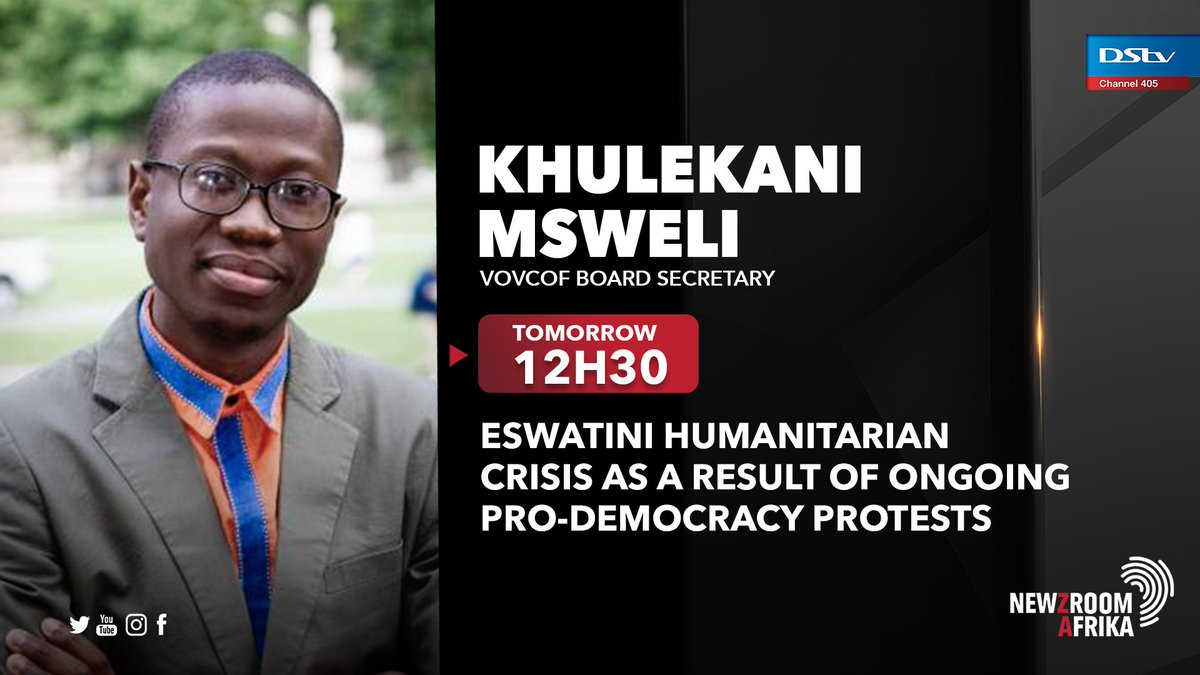 VOVCOF Board Secretary, Khulekani Msweni will be on Newsfeed PM tomorrow at 12h30.

#Newzroom405