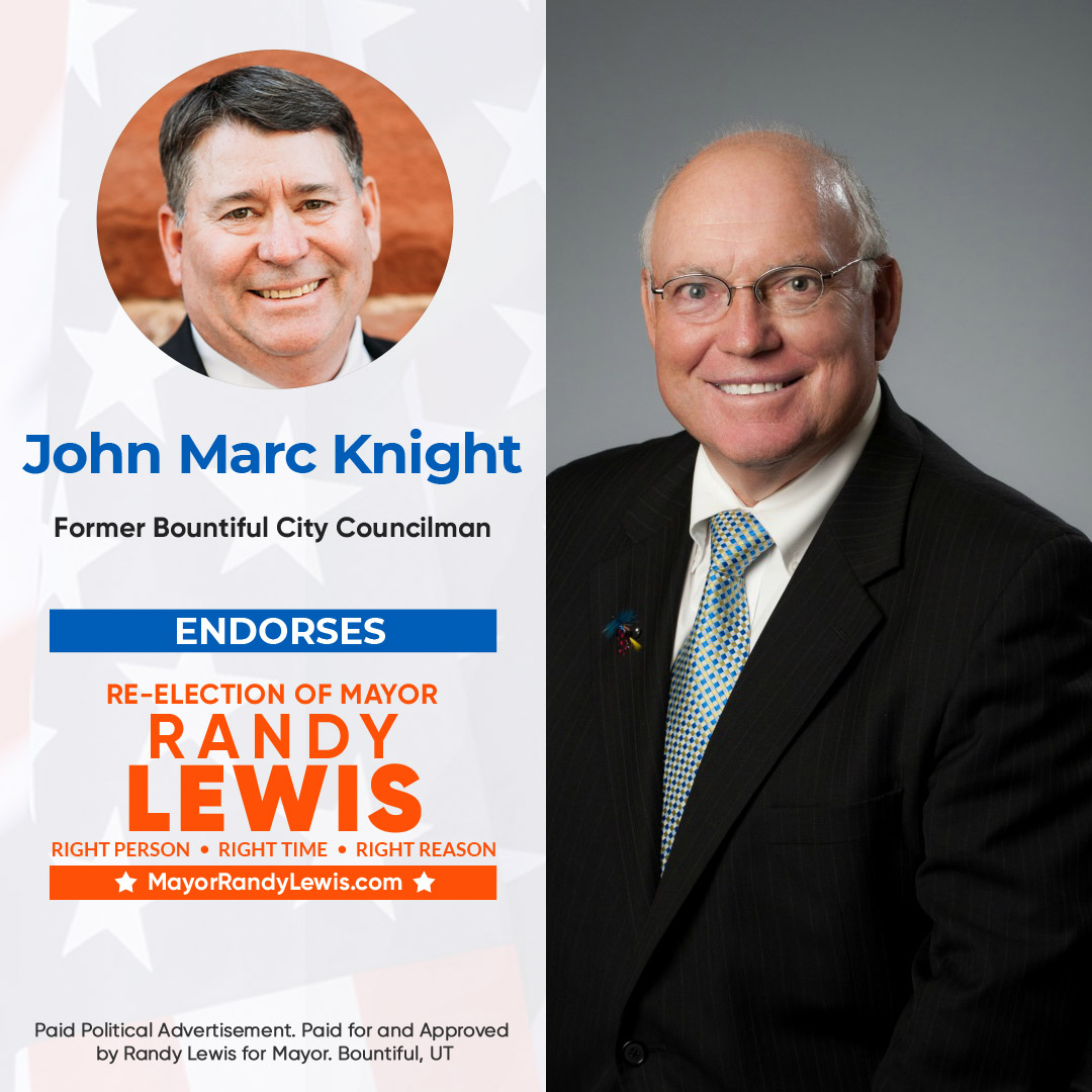 mayorrandylewis's tweet photo. "I believe Randy Lewis is the mayor that Bountiful needs in these difficult times... He always has the goal of ensuring nothing but the best for Bountiful and its residents." 
John Marc Knight - Former Bountiful City Councilman
Learn more: https://t.co/9QjBGaF65l https://t.co/M8jwmdv9yy
