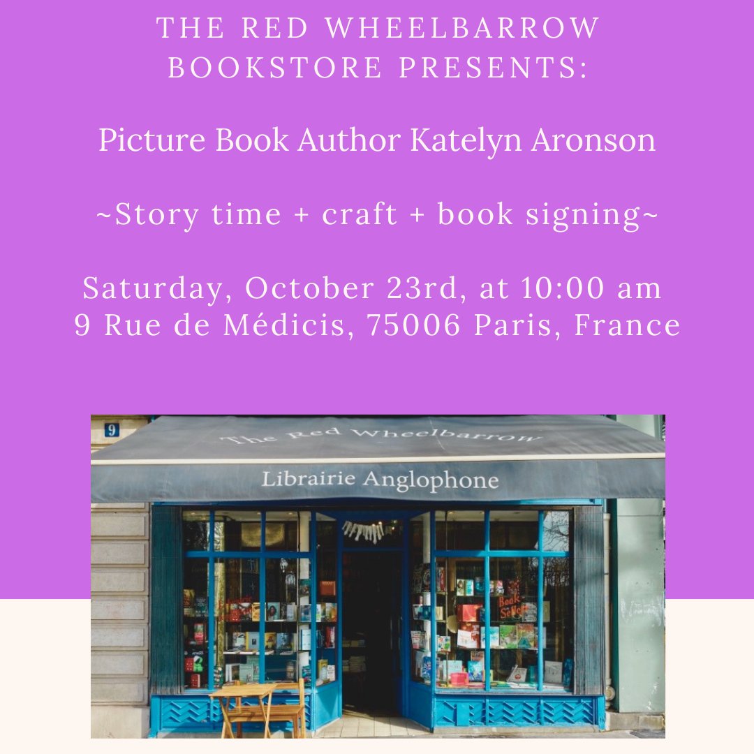 MademoiselleK8's tweet photo. I’ll be reading &amp; signing my books tomorrow at 10 am at The Red Wheelbarrow Bookshop in the heart of Paris. 💖 Drop by &amp; say Bonjour !

#france #pariswithkids #parisforkids #picturebooks #authorevent #kidlit
#theredwheelbarrow #parisinenglish #librairieanglophone #paris #evefarb https://t.co/0WQHt0VG4s