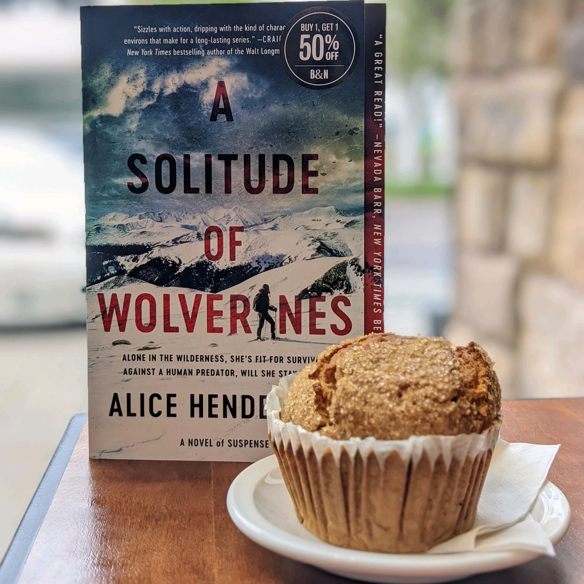 BNBridgeport's tweet photo. Snack on a delicious muffin (alone or with friends) while diving into A Solitude of Wolverines by Alice Henderson! Our Mystery and Thriller #BookoftheMonth tells the chilling tale of a woman threatened by the dangers of nature and a human predator.
#SipAndRead @Writer_Alice https://t.co/HpVrU5PfS3