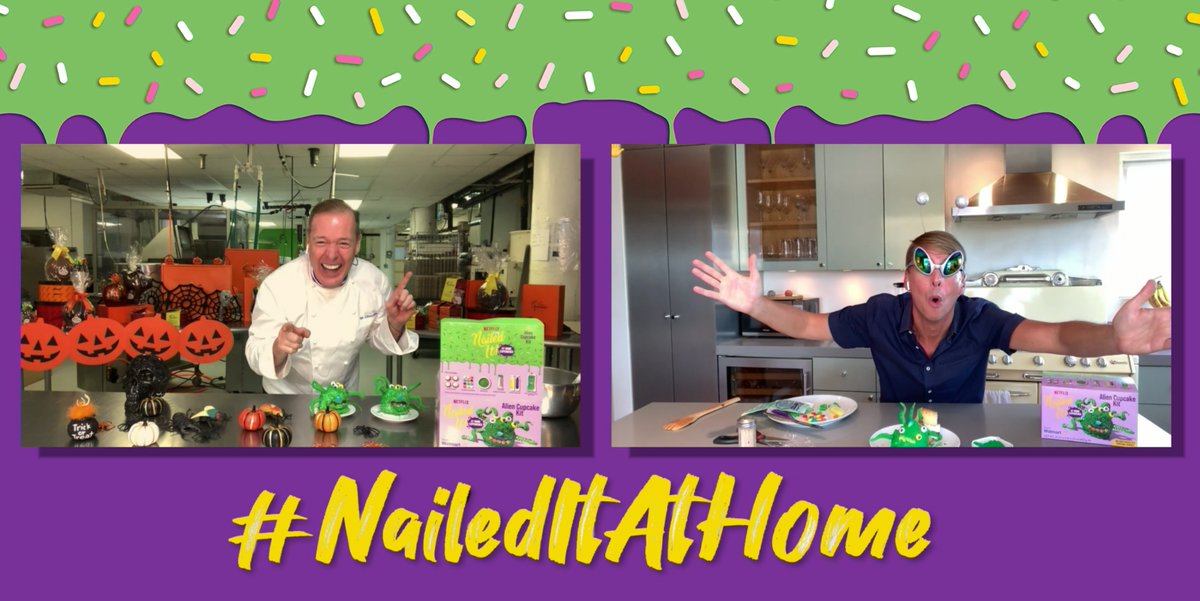 .@jacquestorres & Jack McBrayer had A BLAST last weekend with our bakers! Our Alien Cupcake Kits are still available in select @walmart stores so pick one up & sign up for the final #NailedItAtHome live virtual event TOMORROW 10/23 and see who's hosting 👀Naileditathome.com