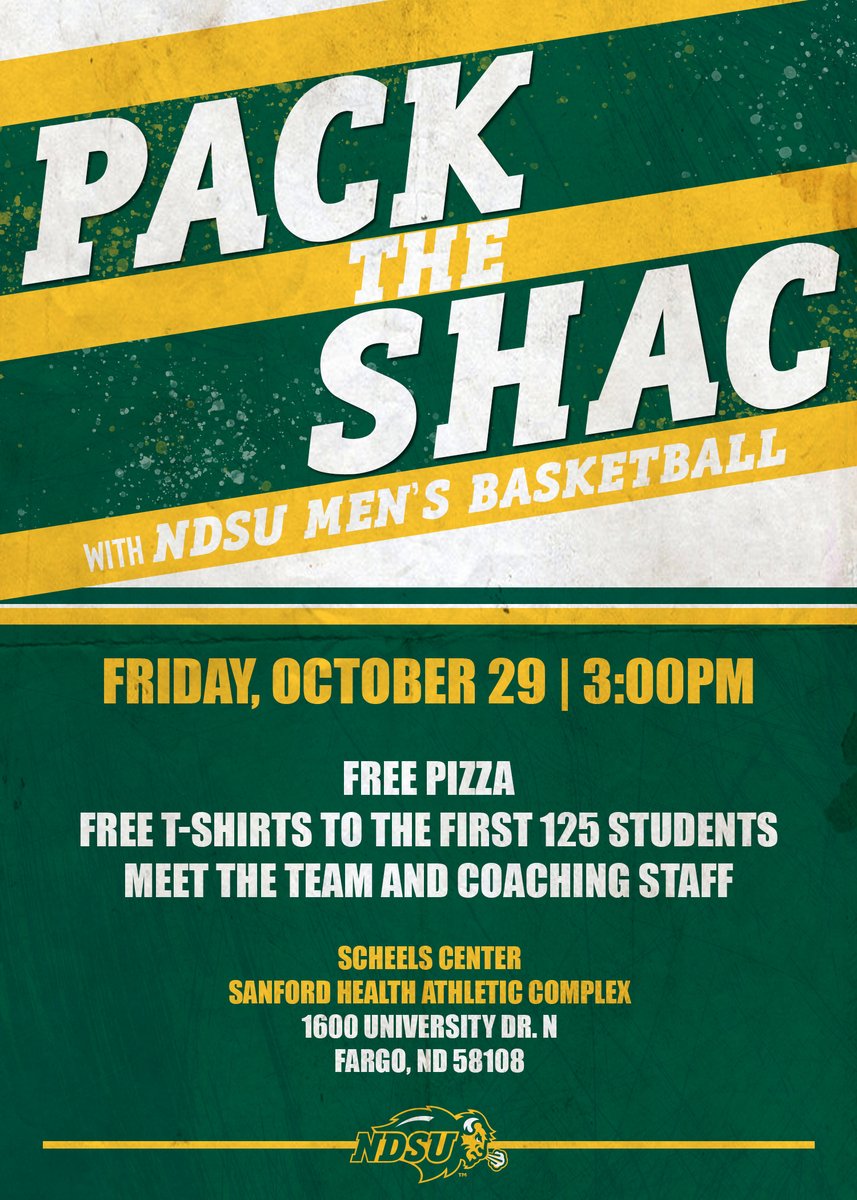 🚨 𝗡𝗗𝗦𝗨 𝗦𝗧𝗨𝗗𝗘𝗡𝗧𝗦 🚨

Join us for practice on Friday, Oct 29 at 3pm for some pizza and free t-shirts! Let’s get ready to fill the student section starting with our exhibition on Nov. 1 🤘