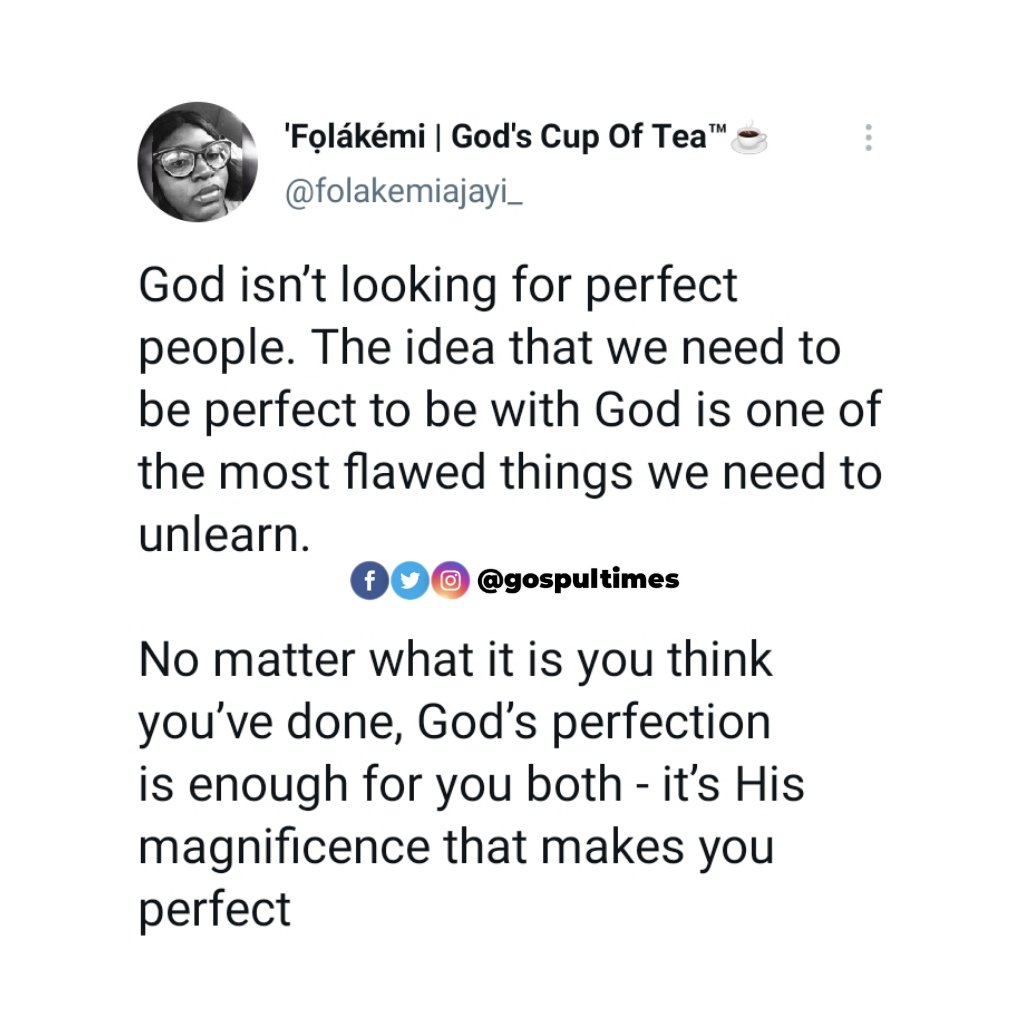 GospulTimes's tweet photo. "God isn't looking for perfect people" - Lady says
#gospultimes #christiannews #gospelgist #believer #gospel #gospelupdate https://t.co/XlWmc0dstz