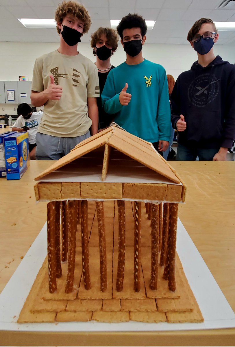 MelissaPurtee's tweet photo. Edible architecture colab with @amycrump! AP Art History sts build ancient architecture, Advanced Drafting sts helped with scale &amp; construction. https://t.co/hfrePJKwzh