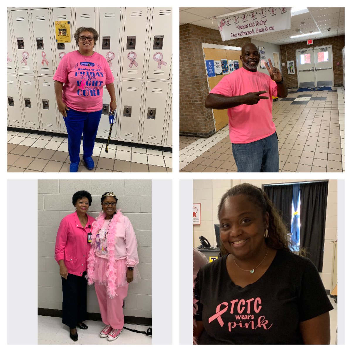 CareerTech_TPSD's tweet photo. CTE students and staff show our support of Breast Cancer Awareness!👚 #pinkwithpurpose #cte #TPSD https://t.co/V77hFV5Cbs