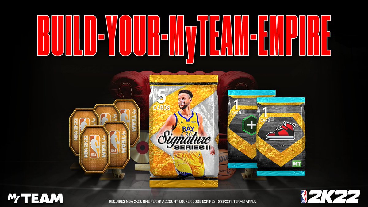 NBA_2K_ES's tweet photo. 🔐 #CódigodeVestuario 🔐

📲 BUILD-YOUR-MYTEAM-EMPIRE 📲

Canjealo en #MyTeam para ganar 1 ✉ #SignatureSeriesII, 1 ✉ de 👟 💎, 1 ✉ de Potenciador de 👟 💎 o 5 #Fichas.

Caduca el 26/10/21.

#LockerCode #Badges #Shoe #Boost #Tokens #NBA2K22 #FamilyNBA2KES #2KCommunity https://t.co/v5IpHHSERo