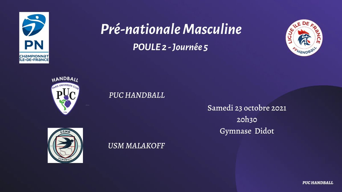 Dernière journée de compétition avant les vacances de la Toussaint ! #Handball #PUC 💜🟣