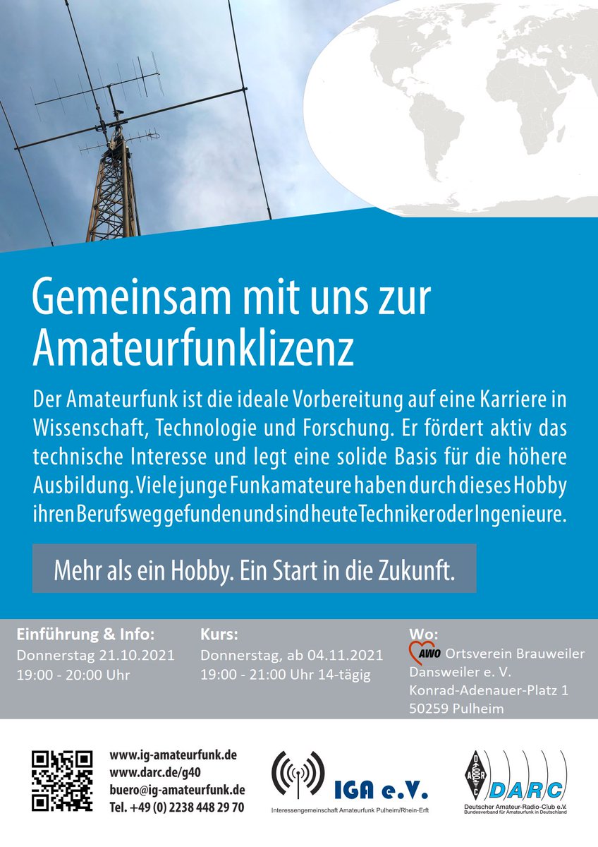 Neuer Kurs ab Oktober 2021 - Einstieg möglich! 
Link zur original Meldung: ig-amateurfunk.de/lehrgang/unser…