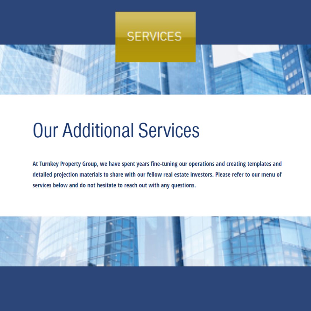 TurnkeyPG's tweet photo. TPG Update! We are now offering select services including templates and consultations to share with fellow real estate investors. Input a request on our website https://t.co/KDbulb5FND! https://t.co/YkDNEvXx4O