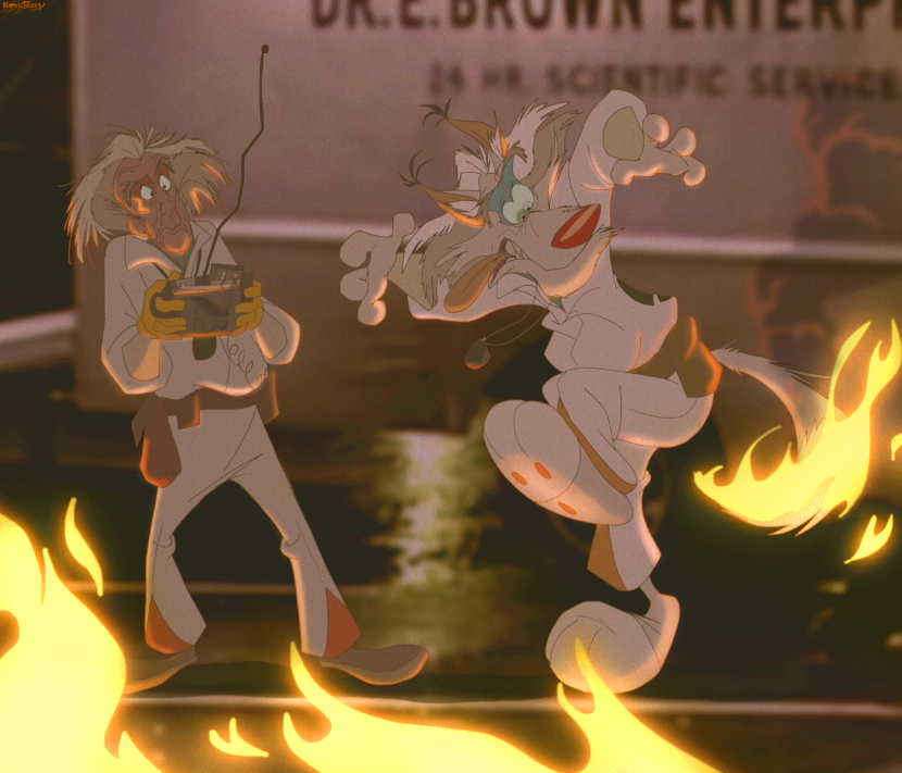 Kosperry 🧀 (@kosperry) on Twitter photo Unlike the wolf Doc from <a href="/BarkInTime/">Bark To The Future</a> ...even Einstein would know to keep his tail away from the flames! Unlike the wolf Doc from <a href="/BarkInTime/">Bark To The Future</a> ...even Einstein would know to keep his tail away from the flames!