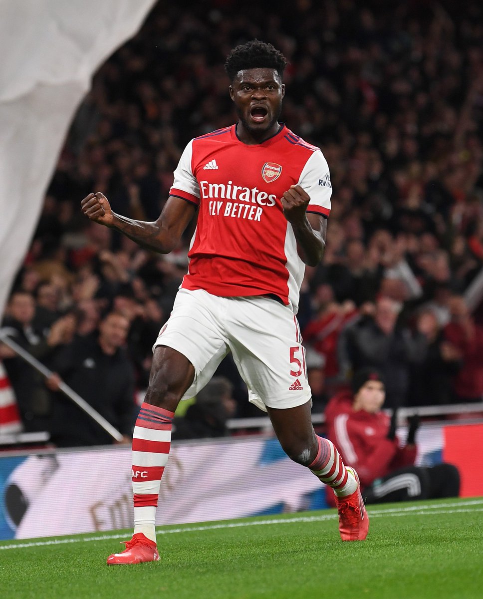 Arsenal's tweet photo. That first Arsenal goal feeling 🥳

❤️ @Thomaspartey22 

#️⃣ #ARSAVL https://t.co/shcHK1pFUj