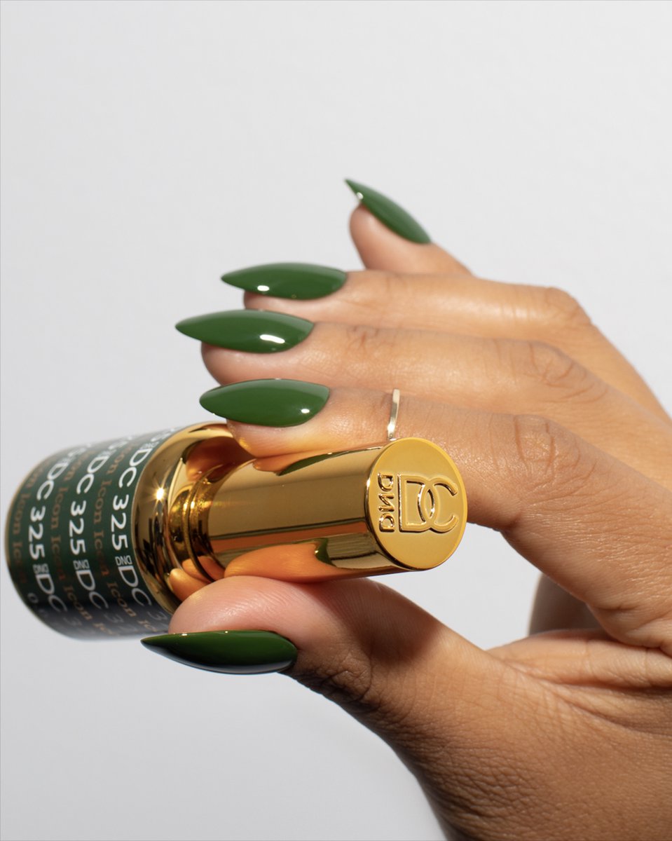 Not your average hunter green nail color- Mixed with an earthy, golden undertone, #Icon DC325 is a perfect match for every season. Shop the full 2021 Fall Collection now with 25% off using code: COZY