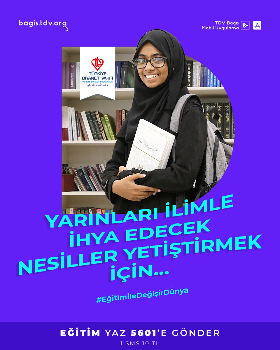 Yarınları ilimle ihya edecek nesiller yetiştirmek için…

#EğitimİleDeğişirDünya

Bu ilim seferberliğine destek vermek için EĞİTİM yazıp 5601'e SMS göndererek 10 TL bağışta bulunabilir, bagis.tdv.org adresinden online bağış yapabilirsiniz.