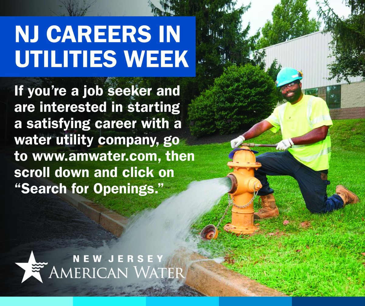 njamwater's tweet photo. Looking for a new job? Why not consider joining the #utilityworkforce! Check out our open positions here: https://t.co/wr0gUZwc2i #Careersinutilitiesweek https://t.co/F9TCmHwto0